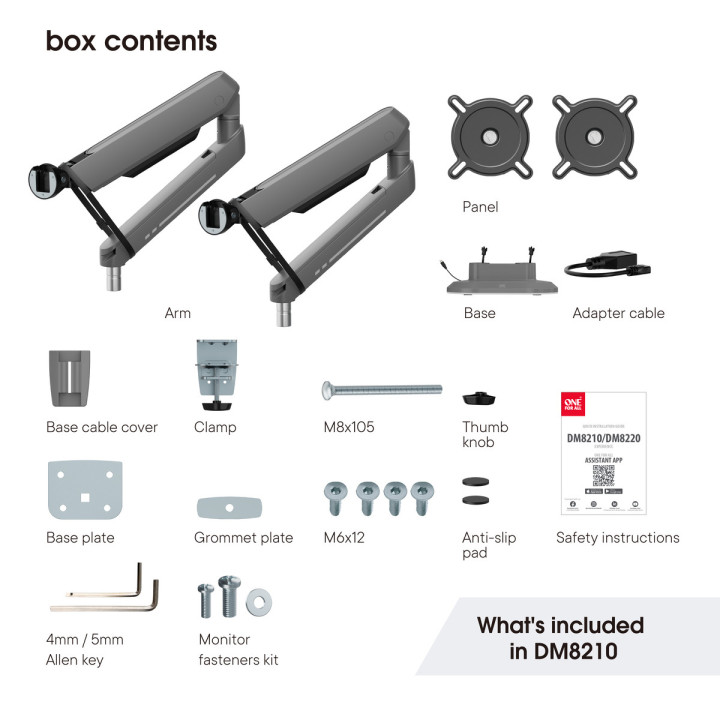 One For All DM8210 Uniwersalny uchwyt do monitora EXPERIENCE RGB, gaming, DUAL, czarny, 2x 21''-45'' 14kg