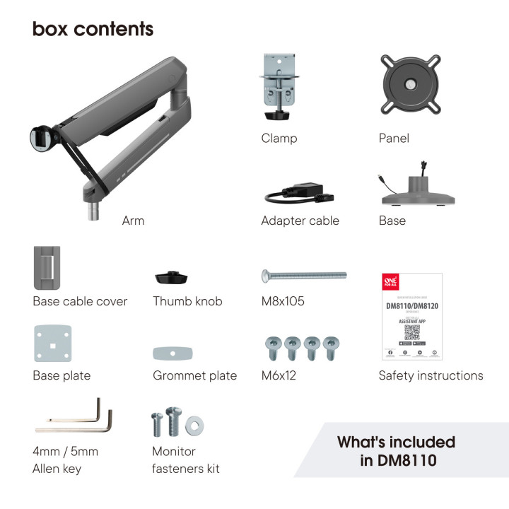 One For All DM8110 Uniwersalny uchwyt do monitora EXPERIENCE RGB, gaming, SINGLE, czarny, 21''-45'' 14kg