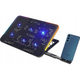 Rampage Sixpower R9 - Podstawka chłodząca pod laptop 15,6", RGB, regulowana