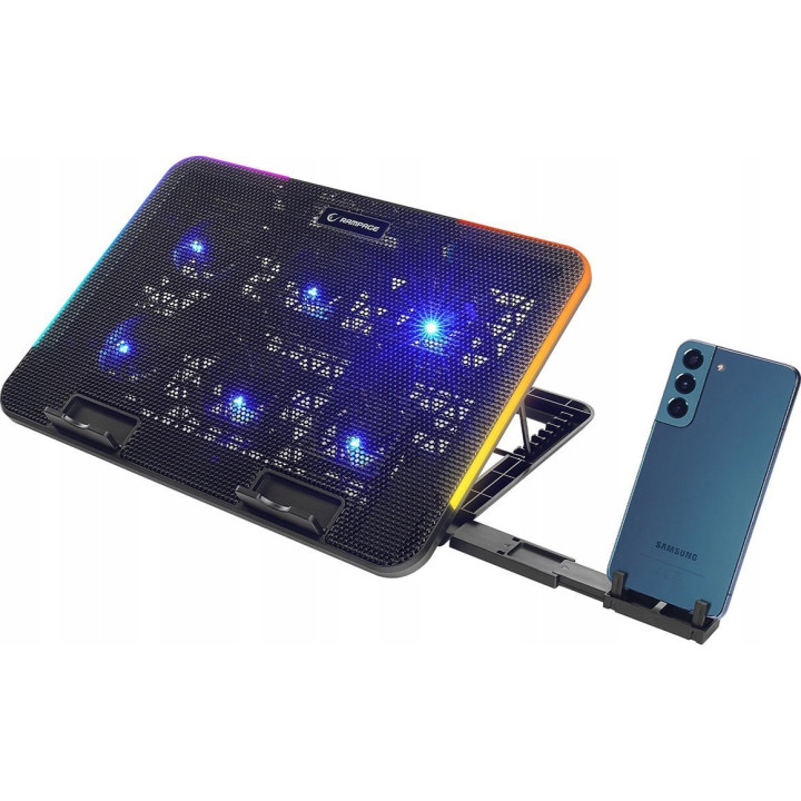 Rampage Sixpower R9 - Podstawka chłodząca pod laptop 15,6", RGB, regulowana