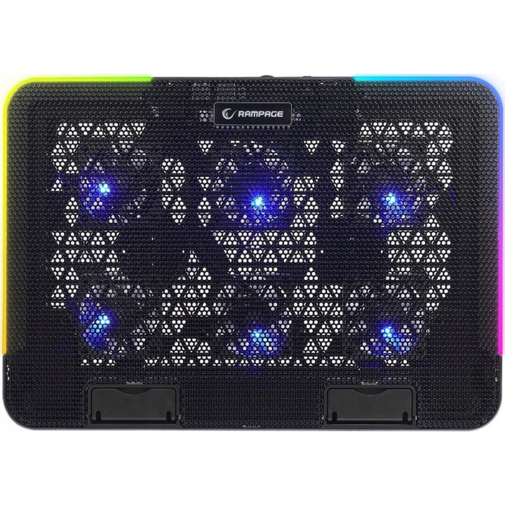 Rampage Sixpower R9 - Podstawka chłodząca pod laptop 15,6", RGB, regulowana