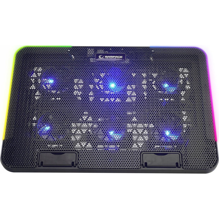Rampage Sixpower R9 - Podstawka chłodząca pod laptop 15,6", RGB, regulowana