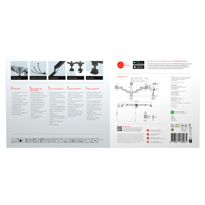 One For All DM4310 Uniwersalny uchwyt do monitorów ARM, SMART, TRIPLE, czarny, 3x 13''-35'' 10kg