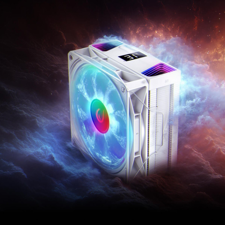 Rampage Octagon C70 Chłodzenie procesora LGA1700/AM5 LCD wentylator infinity 120mm ARGB biały