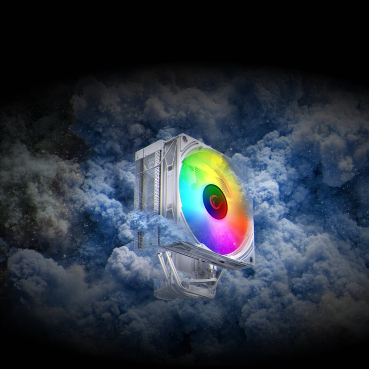 Rampage Octagon C70 Chłodzenie procesora LGA1700/AM5 LCD wentylator infinity 120mm ARGB biały