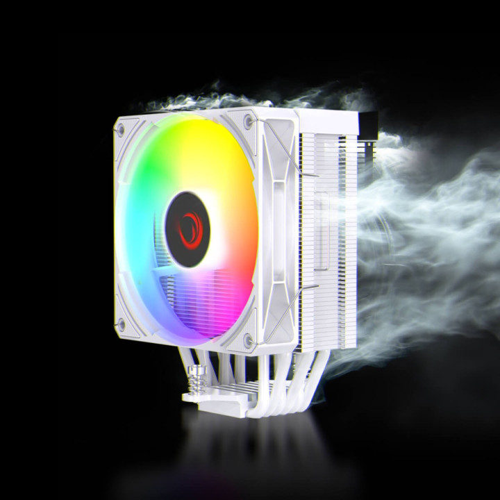 Rampage Octagon C70 Chłodzenie procesora LGA1700/AM5 LCD wentylator infinity 120mm ARGB biały