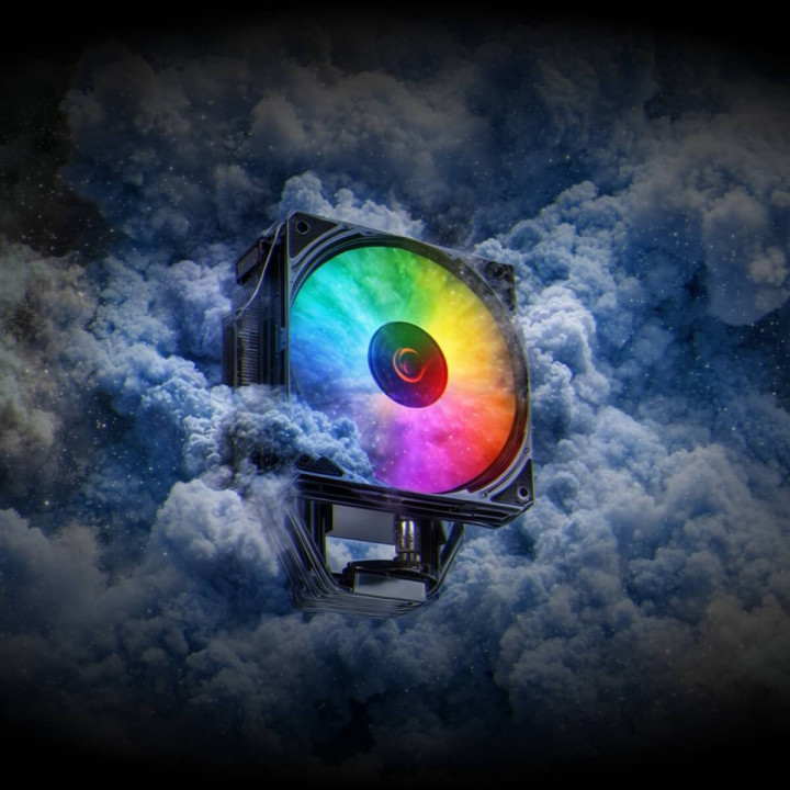 Rampage Octagon C70 Chłodzenie procesora LGA1700/AM5 LCD wentylator infinity 120mm ARGB czarny