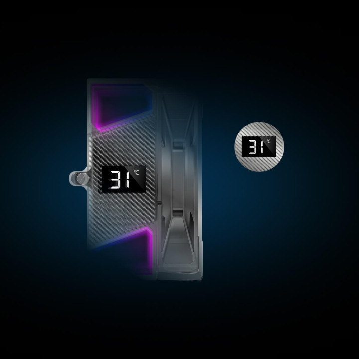 Rampage Octagon C70 Chłodzenie procesora LGA1700/AM5 LCD wentylator infinity 120mm ARGB czarny