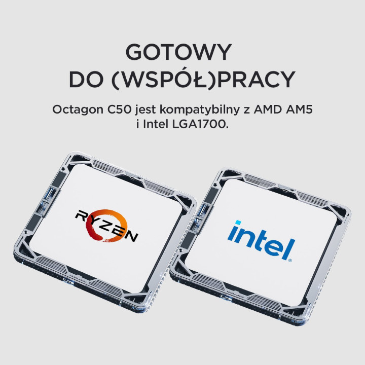 Rampage Octagon C50 Chłodzenie procesora LGA 1700/AM5 1800RPM wentylator 120mm ARGB biały