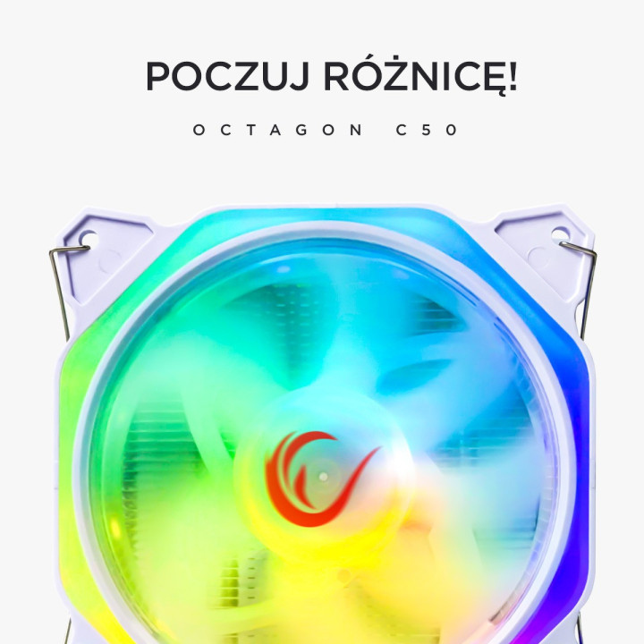 Rampage Octagon C50 Chłodzenie procesora LGA 1700/AM5 1800RPM wentylator 120mm ARGB biały