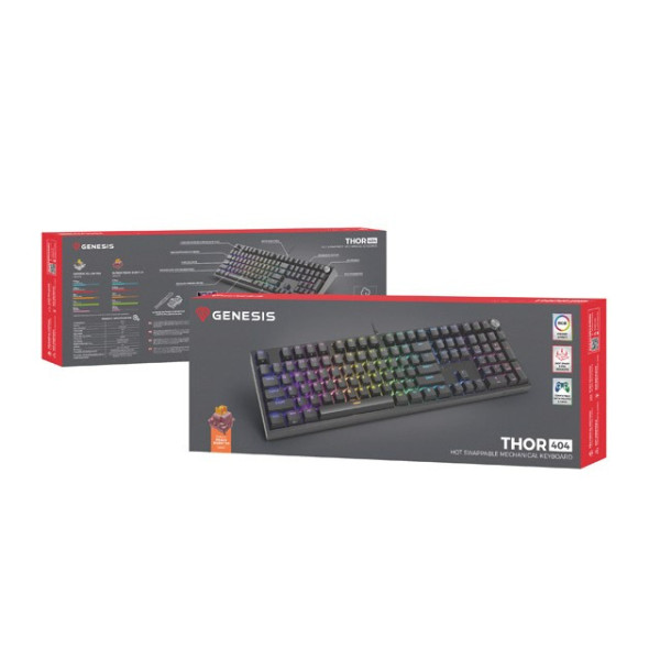 Genesis Thor 404 czarna RGB Outemu Peach Silent