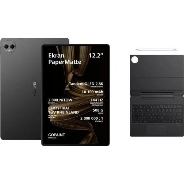 Tablet Huawei MatePad Pro 12,2'' 12/512GB PaperMatte czarny + klawiatura + rysik