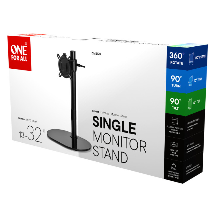Stojak biurkowy One For All DM2170 na monitor 13"-23",10kg, VESA 75x75-100x100, czarny