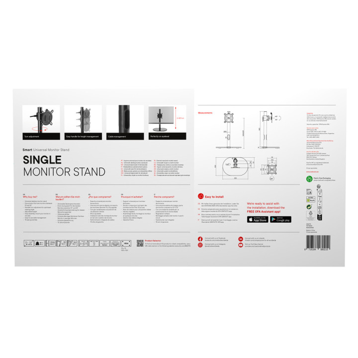 Stojak biurkowy One For All DM2170 na monitor 13"-23",10kg, VESA 75x75-100x100, czarny
