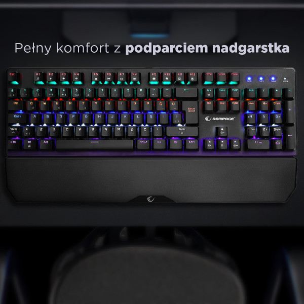 Rampage klawiatura mechaniczna KB-R86 UMBRA Red Switch Czarna