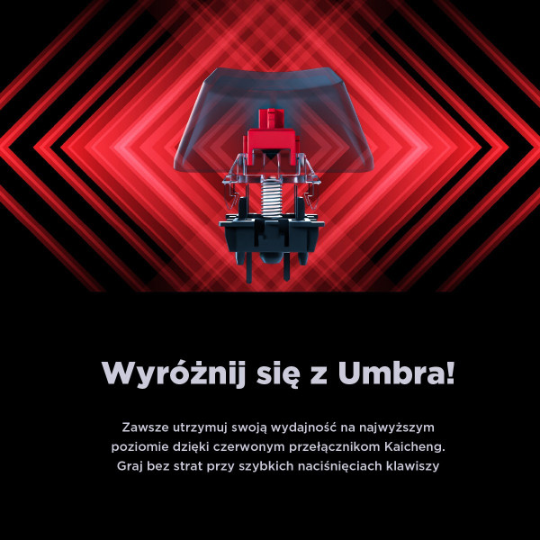 Rampage klawiatura mechaniczna KB-R86 UMBRA Red Switch Czarna