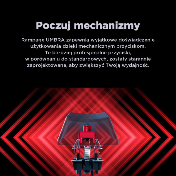 Rampage klawiatura mechaniczna KB-R86 UMBRA Red Switch Czarna