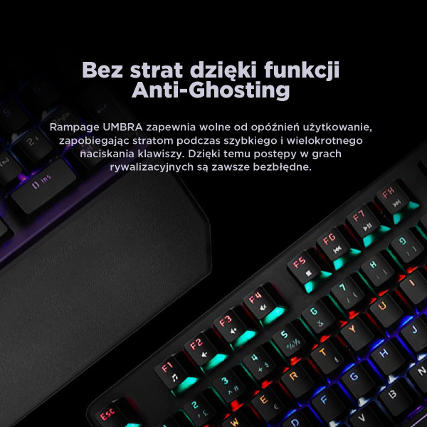Rampage klawiatura mechaniczna KB-R86 UMBRA Red Switch Czarna