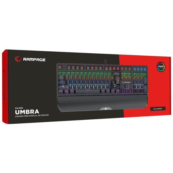 Rampage klawiatura mechaniczna KB-R86 UMBRA Red Switch Czarna