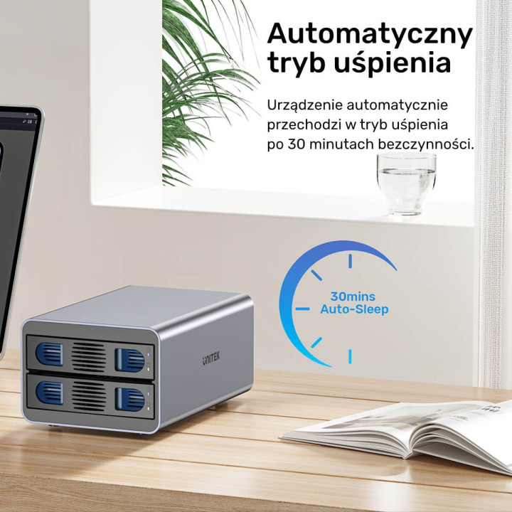 Unitek Obudowa RAID do dysku SATA 2.5"/3.5" 4 tryby 40TB USB C 10Gb/s