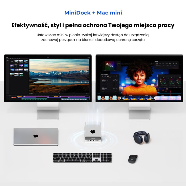 Orico Stacja dokująca do MacMini, USB-C 10 Gbps, z obudową M.2 NVMe, pionowa, metalowa