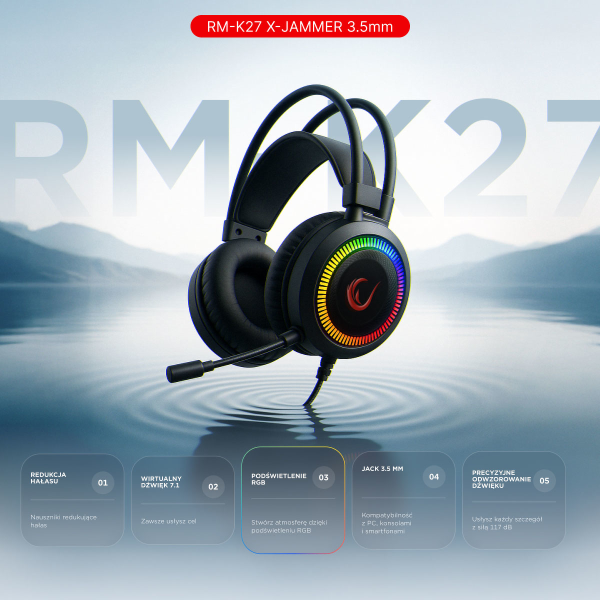 Rampage Słuchawki gamingowe z mikrofonem X-JAMMER 7.1 czarne