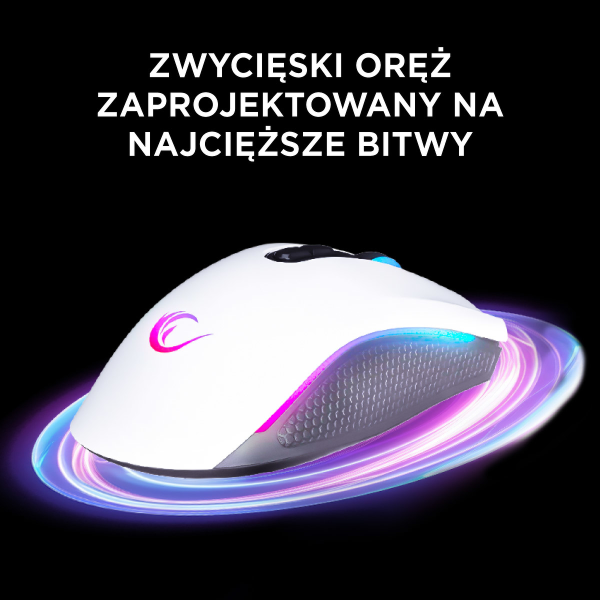 Rampage SMX-R44V2 gamingowa 12800 DPI RGB LED 1K Hz HUANO Makro biała