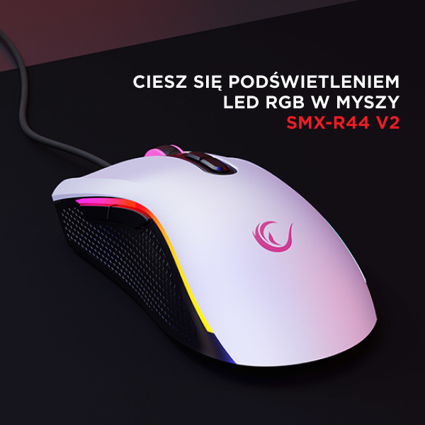 Rampage SMX-R44V2 gamingowa 12800 DPI RGB LED 1K Hz HUANO Makro biała