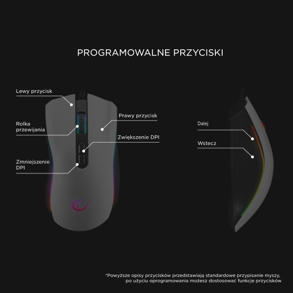 Rampage SMX-R44V2 gamingowa 12800 DPI RGB LED 1K Hz HUANO Makro biała