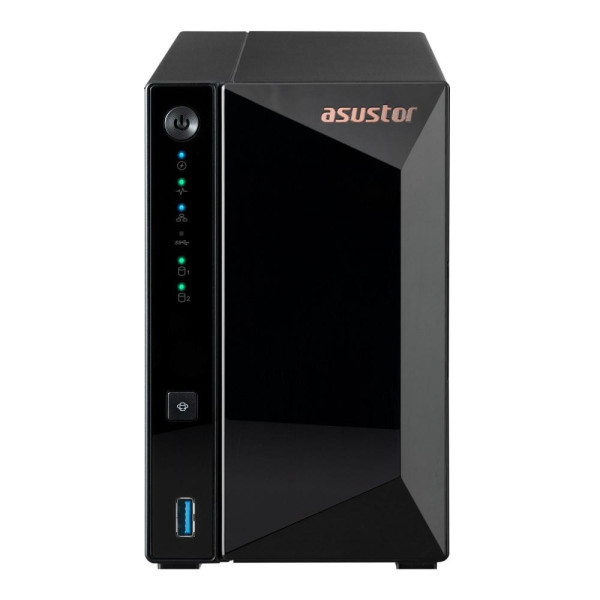 NAS Asustor AS3302T v2; Tower; 2x (3.5  SATA HDD/ 2.5  SSD); Realtek RTD1619B  2GB DDR4  1x 2.5GbE  3x USB 3.2