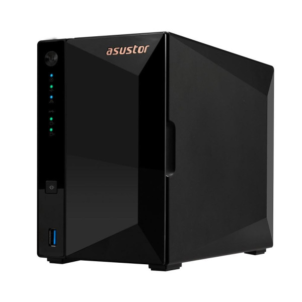 NAS Asustor AS3302T v2; Tower; 2x (3.5  SATA HDD/ 2.5  SSD); Realtek RTD1619B  2GB DDR4  1x 2.5GbE  3x USB 3.2