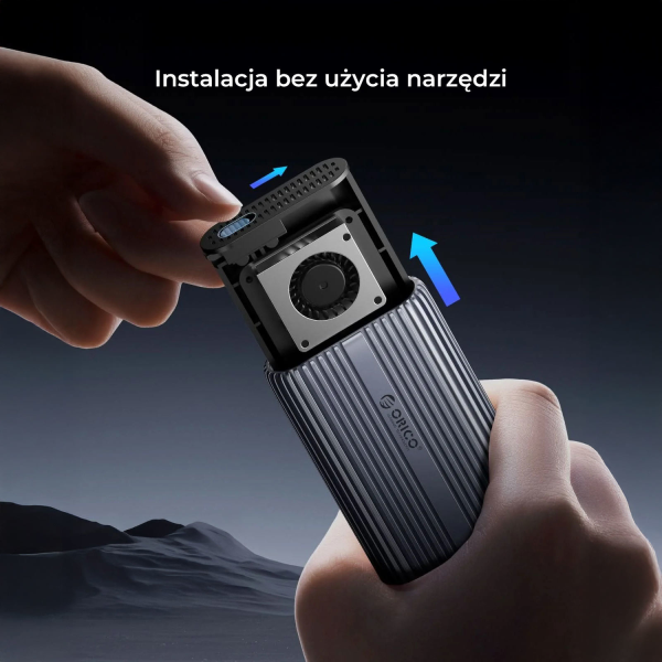 Orico Obudowa SSD M.2 NVMe, USB-C 40 Gbps, z wentylatorem, metalowa