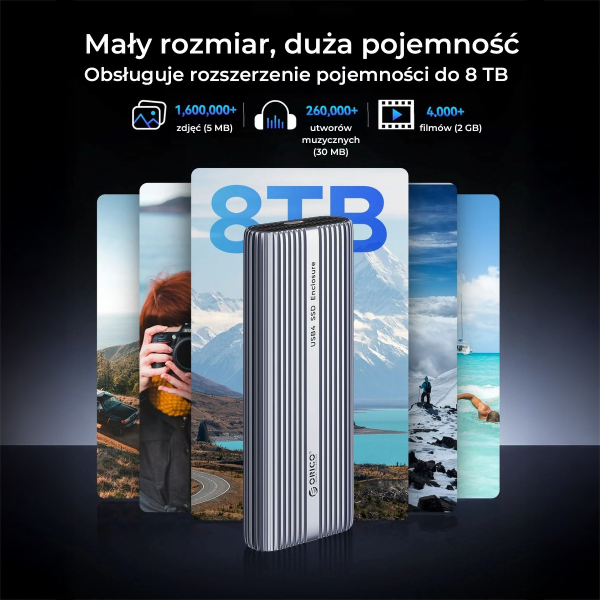 Orico Obudowa SSD M.2 NVMe, USB-C 40 Gbps, z wentylatorem, metalowa