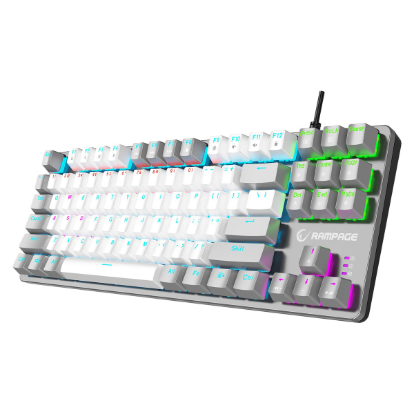 Rampage Klawiatura gamingowa mechaniczna Snug RGB KRGD Red biało-szara