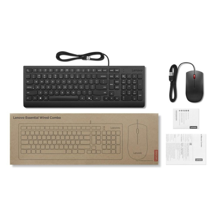 Zestaw przewodowy Klawiatura i Mysz Lenovo Essential Wired Combo AI US English with Euro symbol 4X31R64439