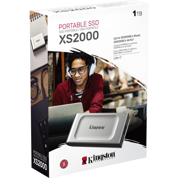 Dysk zewnętrzny SSD Kingston XS2000 (1TB; USB 3.2; srebrny; SXS2000/1000G)