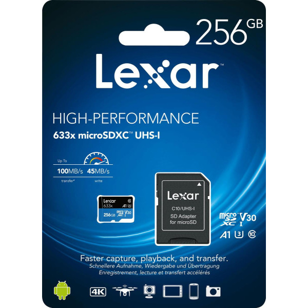 Karta pamięci - Lexar 256GB microSDXC High-Performance 633x UHS-I C10 A1 V30 U3 (LSDMI256BB633A)