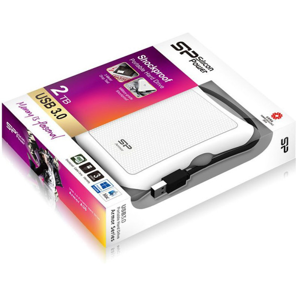 Dysk zewnętrzny Silicon Power Armor A30 2TB 2.5 USB 3.2 5400 obr/min White (SP020TBPHDA30S3W)