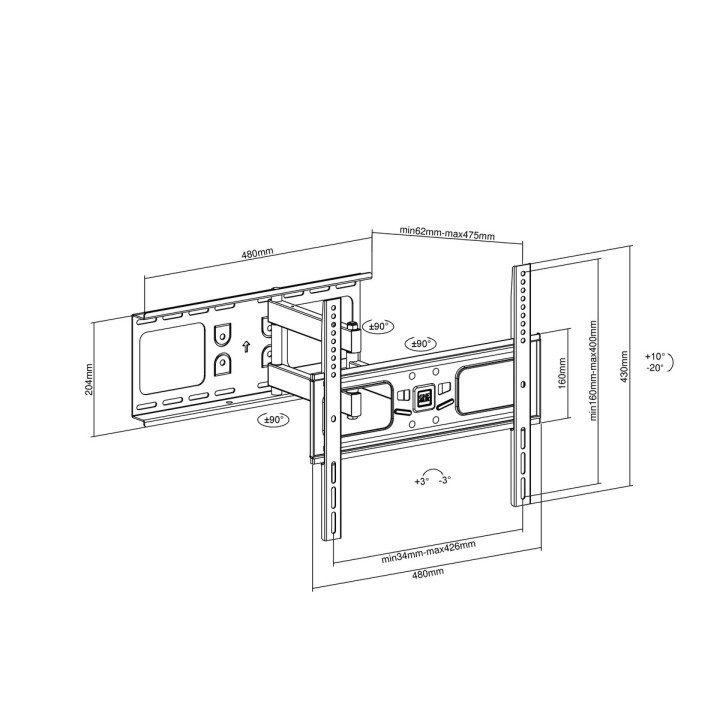Uchwyt dwuramienny, obracany One For All WM4452 dla TV o przek. ekranu 32-65''