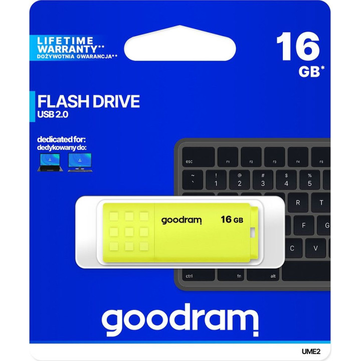 Pendrive GoodRam UME2 UME2-0160Y0R11 (16GB; USB 2.0; kolor żółty)