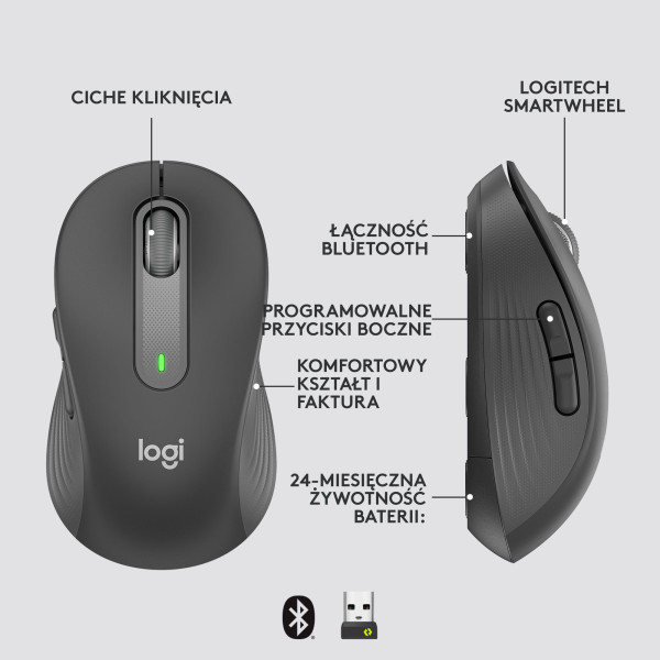 Mysz bezprzewodowa Logitech Signature M650 grafitowa 910-006253