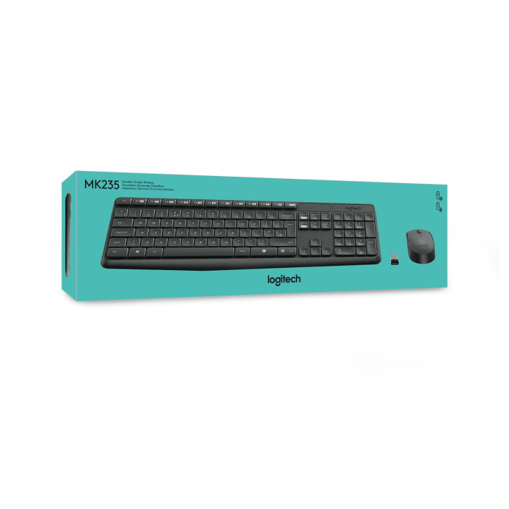 Zestaw klawiatura + mysz membranowa Logitech MK235 920-007931 (USB 3.0; kolor szary; optyczna)