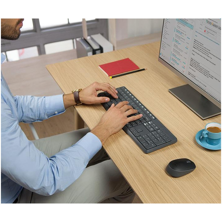 Zestaw klawiatura + mysz membranowa Logitech MK235 920-007931 (USB 3.0; kolor szary; optyczna)