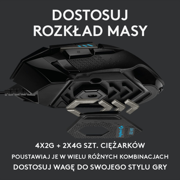 Mysz Logitech G502 Hero 910-005470 (optyczna; 16000 DPI; kolor czarny)