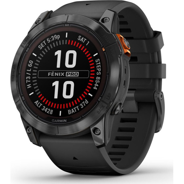 Garmin fenix 7X Pro Solar z czujnikiem tętna HRV Elevate - łupkowoszary / czarny pasek -