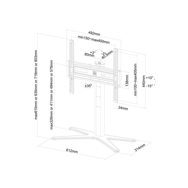 Stojak One For All WM4471 na półkę, szafkę TV dla TV o przek. ekranu 32-65''