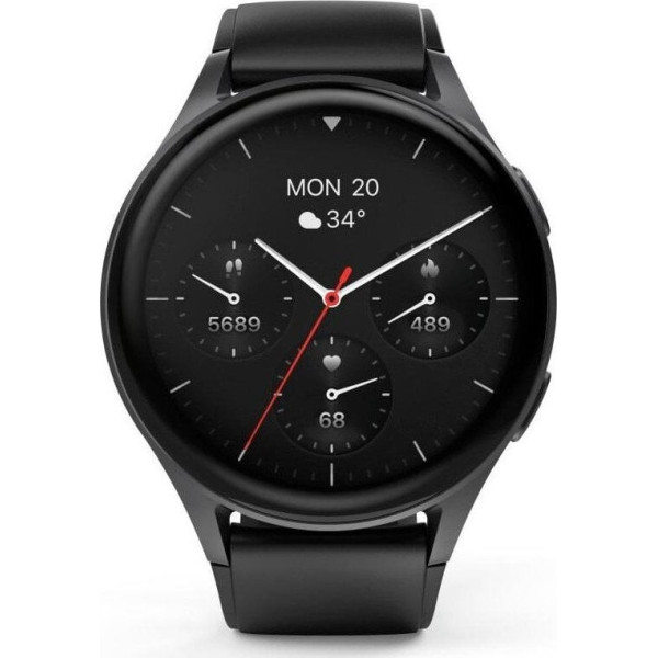 Hama Smartwatch 8900, GPS, AMOLED 1.43, czarna koperta, czarny pasek silikonowy