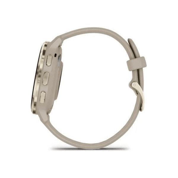 Garmin Venu 3S z czujnikiem tętna HRM Elevate Ox (jasnozłota ramka / pudrowoszara koperta / pudrowoszary pasek)