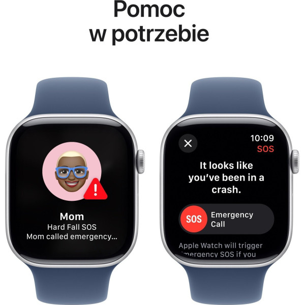 Apple Watch Series 10 GPS 42mm Silver Aluminium Case with Denim Sport Band - S/M