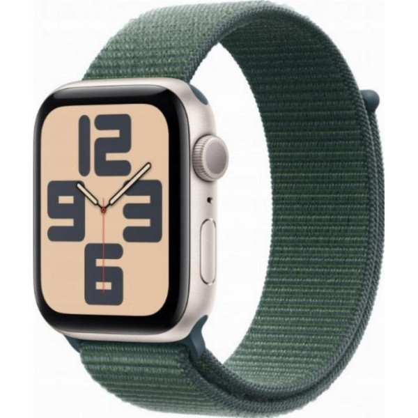 Apple Watch SE GPS 44mm Starlight Aluminium Case with Lake Green Sport Loop